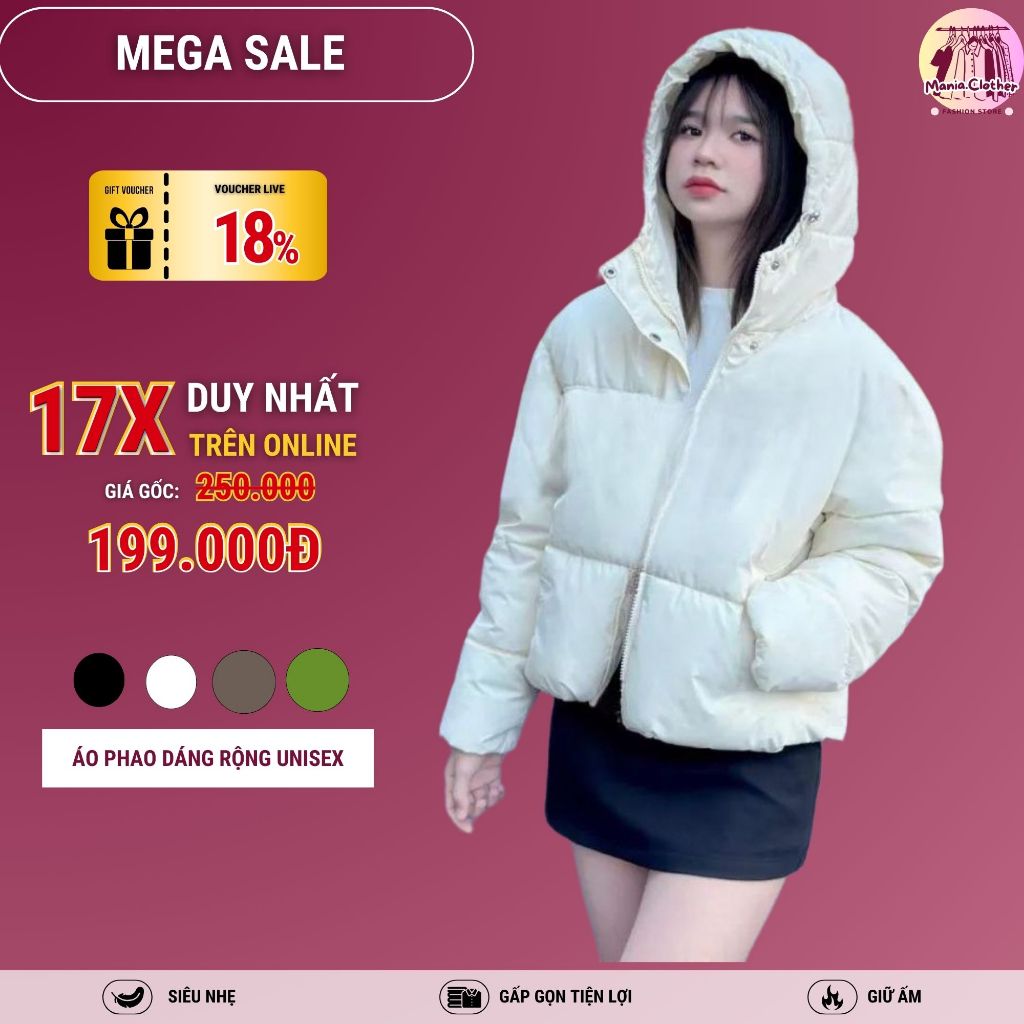 [VOUCHER 30K] Áo Phao Nữ Có Mũ Tráng Gạo Mania.clother