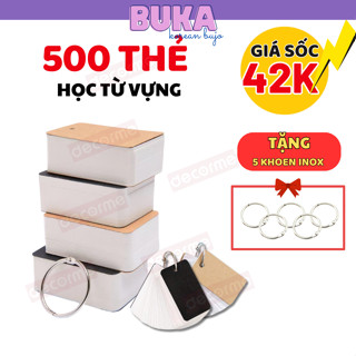 Sổ khoen vuông sổ flashcard Buka Thẻ Flashcard học từ vựng, thẻ hỗ trợ ghi nhớ từ vựng tiếng Anh, Trung, Nhật, Hàn,...