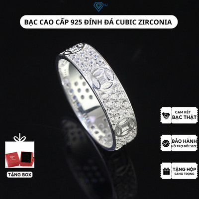 Nhẫn bạc nam 925 tròn kim tiền hút tài lộc đính đá sang trọng NNA0551 - Trang Sức TNJ