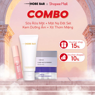 Combo Sữa Rửa Mặt + Mặt Nạ Đất Sét + Kem Dưỡng Ẩm + Xịt Thơm Miệng HOBEBAR Sạch Sâu Cấp Ẩm Hương Thơm Tự Nhiên