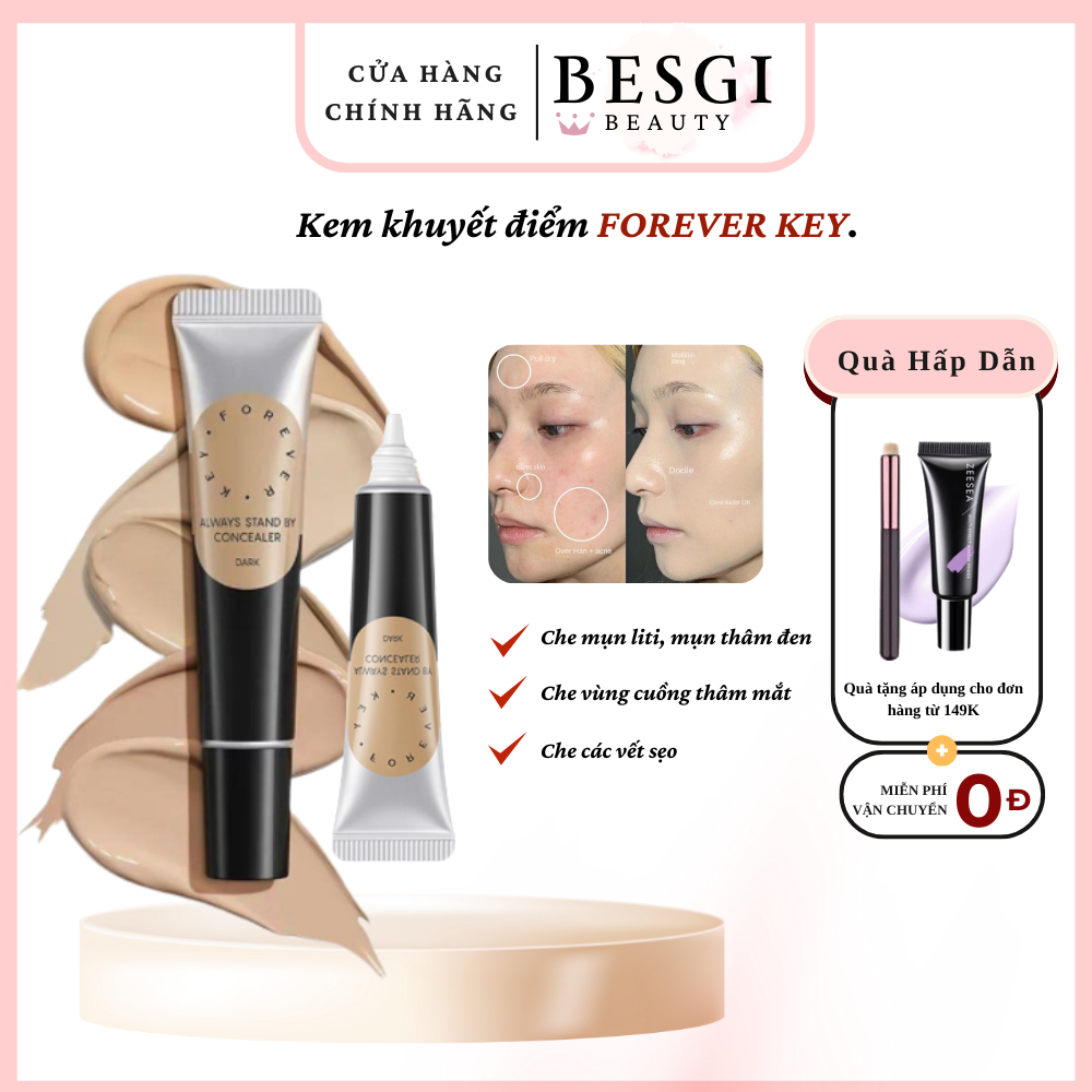 FOREVER KEY Kem che khuyết điểm Forever Key Concealer chất kem dễ tán, che mụn thâm, khuyết điểm, lâ