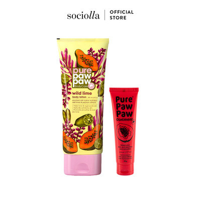 Combo Kem Dưỡng Ẩm Phục Hồi Tái Tạo Da Toàn Thân Pure Paw Paw Wild Lime Body Lotion & Son Dưỡng Ointment - Original 25g