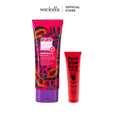 Combo Kem Dưỡng Ẩm Làm Sáng Da Toàn Thân Pure Paw Paw Wild Berry Body Lotion & Son Dưỡng Ointment - Original 25g
