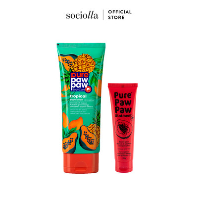Combo Kem Dưỡng Ẩm Cải Thiện Kết Cấu Da Toàn Thân Pure Paw Paw Tropical Body Lotion & Son Dưỡng Ointment - Original 25g