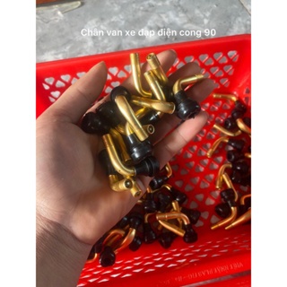 (GIÁ 10 CÁI ) Chân van lốp không săm xe máy, van vòi vỏ không ruột xe máy ( cong 90 ĐỘ - đầu chụp nhựa)