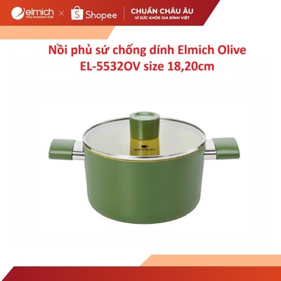 Nồi phủ sứ chống dính Elmich Olive EL-5532OV size 18,20cm