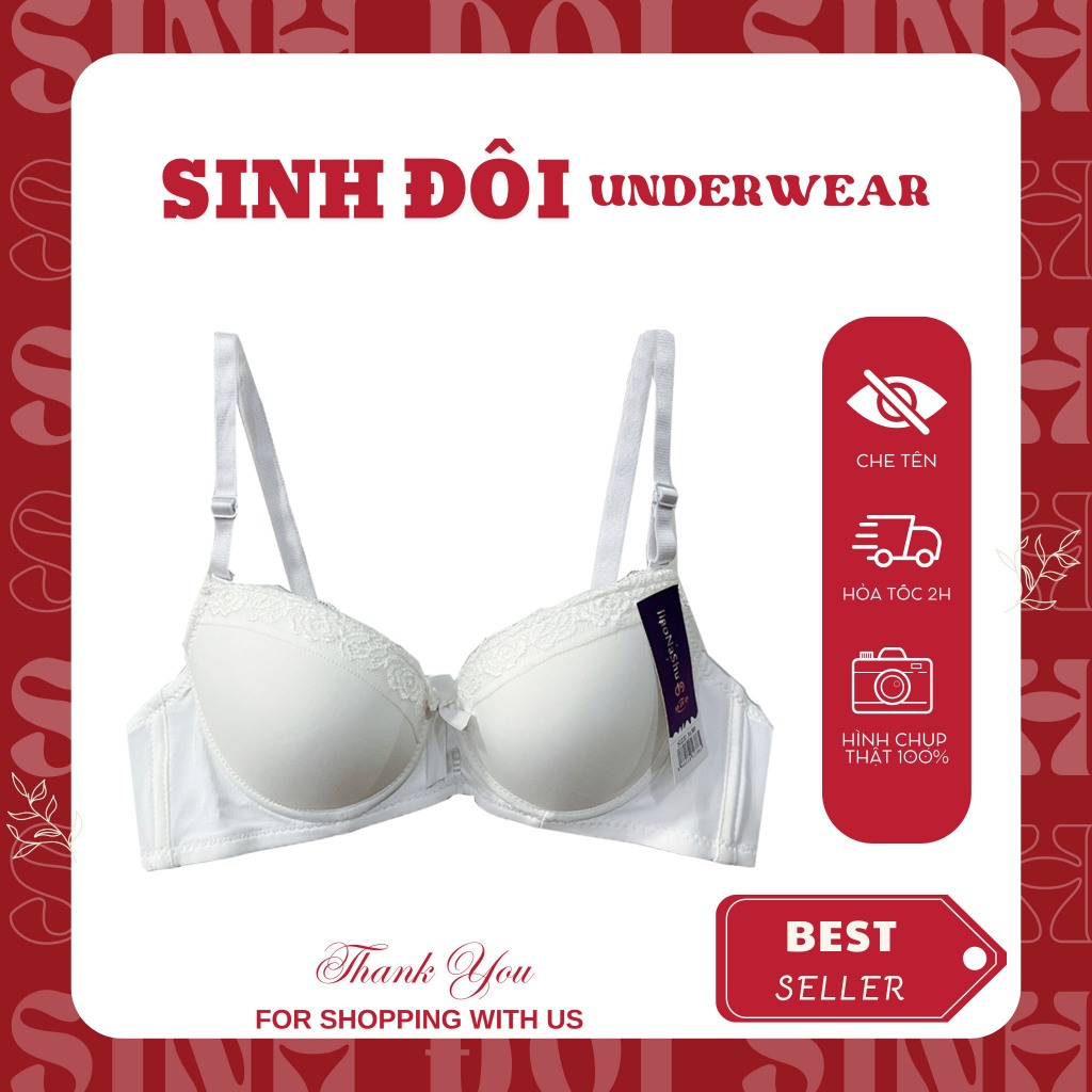 Áo ngực nữ có gọng nâng ngực tạo khe SD333 trơn phối viền ren mút vừa cúp xéo size 32-34-36