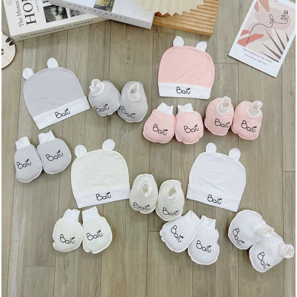 Combo mũ bao tay và  chân  cho  bé  sơ  sinhh, Mẹ  Bé  Pinus, Bao  tay  chân  siêu  cute  mềm  mại cho  bé