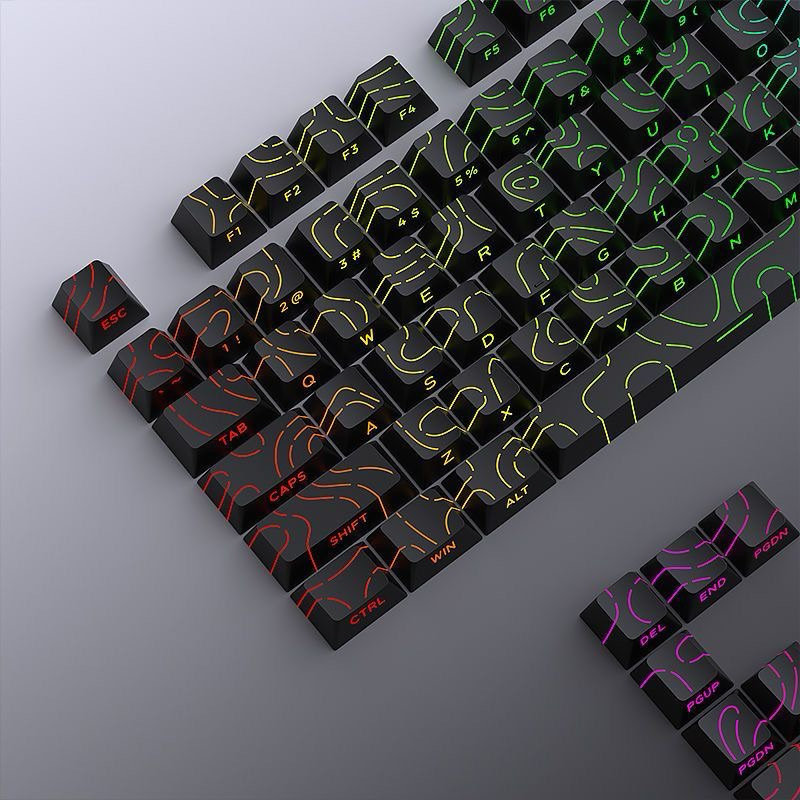 Bộ Keycap Contour Vằn Vện Xuyên Led Mạch Xuôi PBT Double-shot Cherry Profile | BigBuy360 - bigbuy360.vn