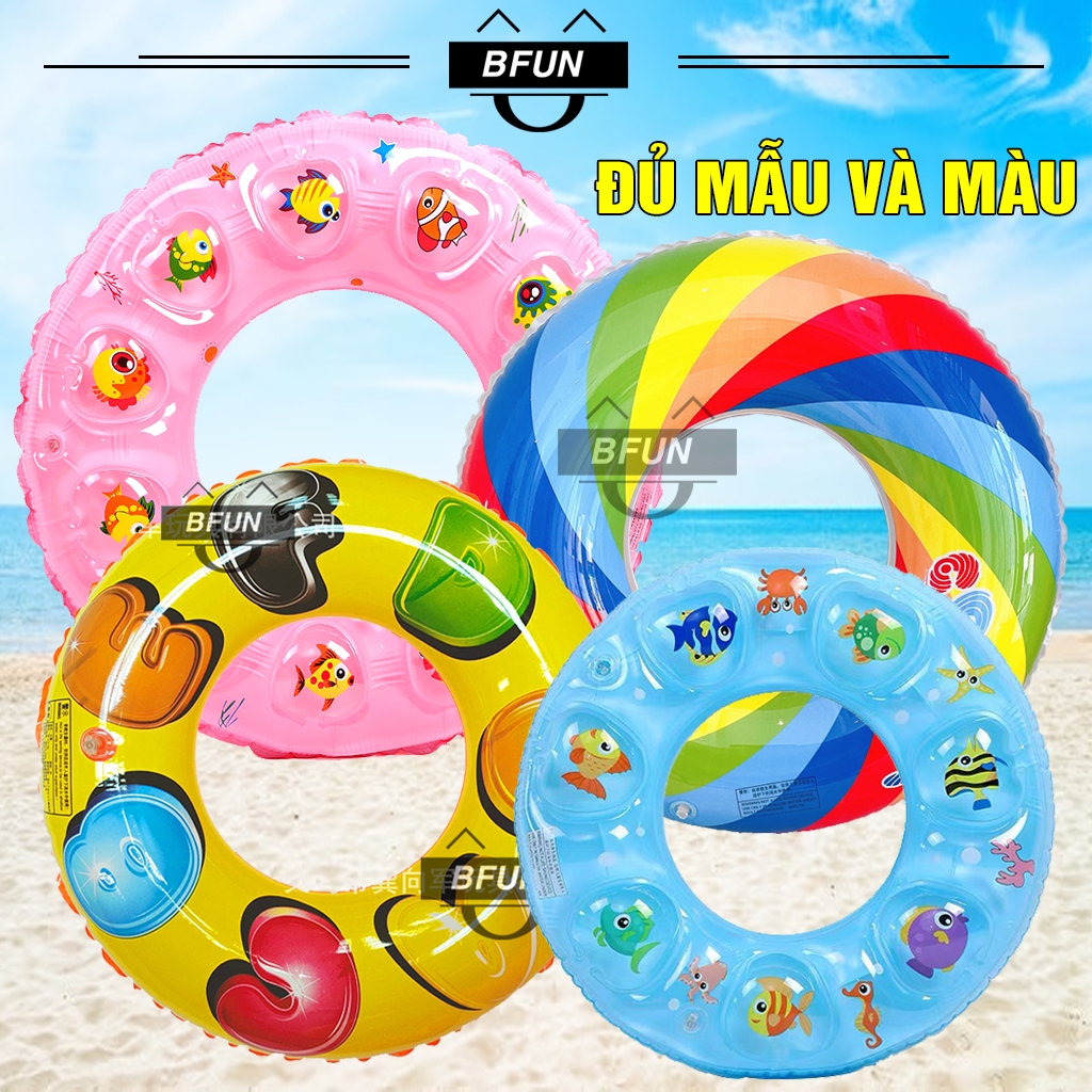 Phao Tròn 2 Lớp Tập Bơi Cho Bé Và Người Lớn 60cm/70cm/80cm/90cm Nhiều Màu - Phao Bơi Trẻ Em