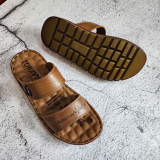 Dép Da Nam Cao Cấp Chính Hãng, Da Da Bò Đế Kếp Khâu Toàn Bộ. Dép Massage Đi Êm Ái Bảo Hành 12 Tháng