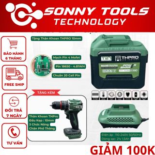   Tặng Thân Khoan  COMBO Pin 20 Cell + Sạc THPRO Kèm Sạc Nhanh Tặng Thân Máy Khoan Đầu 10ly Lõi Đồng Chân Pin Phổ Thông 
