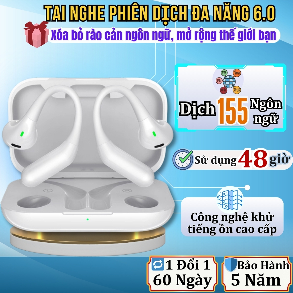 Tai Nghe Phiên Dịch XF31, Máy Phiên Dịch Blutooth Không Dây Tích Hợp Công Nghệ Chống Ồn ANC, Dịch Chính Xác Cao