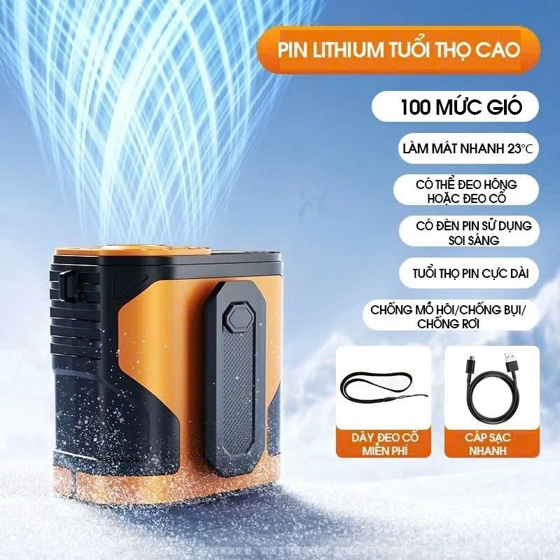 Quạt đeo thắt lưng F83 quạt kẹp hông dung quạt cài hông siêu mát