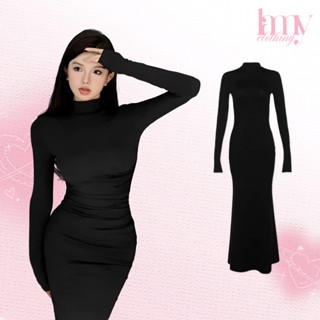  Đầm Body Cổ Lọ Đầm Body Dáng Dài Tay Dài Tôn Dáng Chất Liệu Co Giãn 4 Chiều 