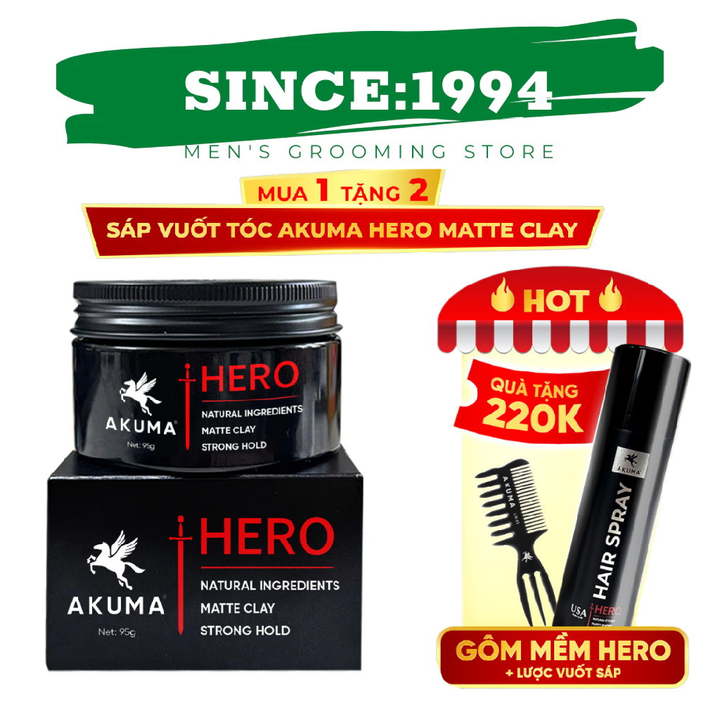 [MUA 1 NHẬN 3] Sáp vuốt tóc Akuma Hero giữ nếp cao, không bóng, phù hợp mọi chất tóc