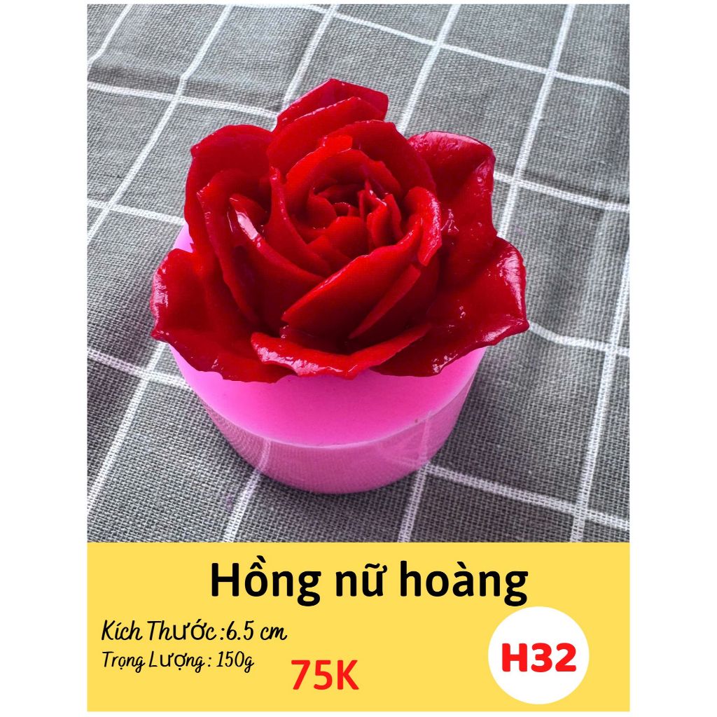 Khuôn silicone Hồng Phát tạo hình Hoa Hồng nữ hoàng, KT 6.5cm - H33