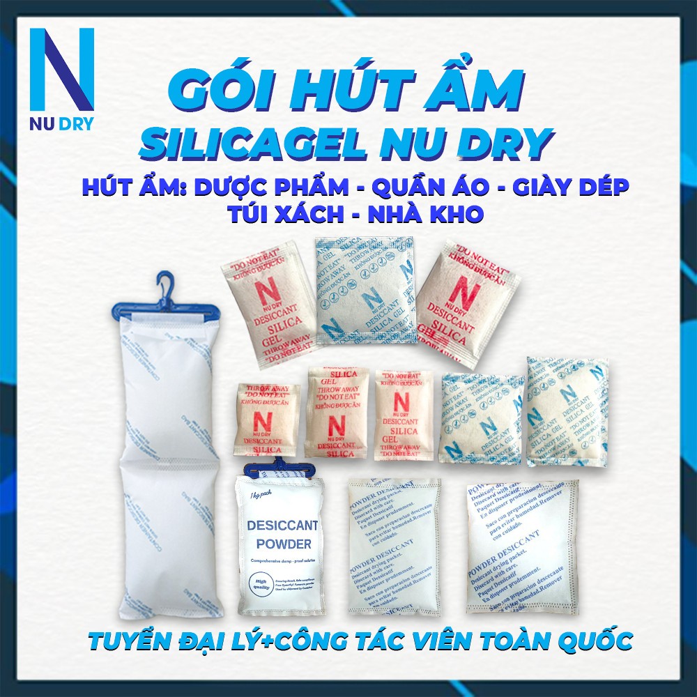  Gói Hút Ẩm Silicagel NUDRY dùng chống ẩm mốc khử mùi dùng cho thực phẩm quần áo đóng túi 1kg 