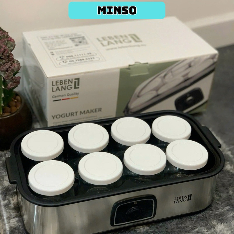 Máy làm sữa chua lebenlang LBL9139, bộ 8 cốc thuỷ tinh , máy ủ sữa chua kèm hộp thuỷ tinh - Bảo hành 24 tháng- Minso