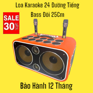  Loa Karaoke Xách Tay 24 Đường Tiếng Bass Đôi 25Cm Cổng Kết Nối Đa Dạng Tặng Kèm 2 Mic Karaoke Chuyên Nghiệp 