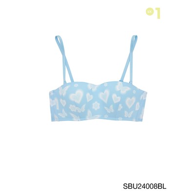 Áo Lót Mút Mỏng Cup Ngang Không Gọng Màu Xanh Họa Tiết Braless Pretty Perfect By Sabina SBU24008