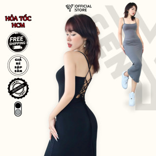 Đầm Body Dài 2 Dây Hở Lưng Đan Dây GenY Váy Ôm Tôn Dáng Gợi Cảm Co Giãn Mềm Mại Mặc Đi Biển T10