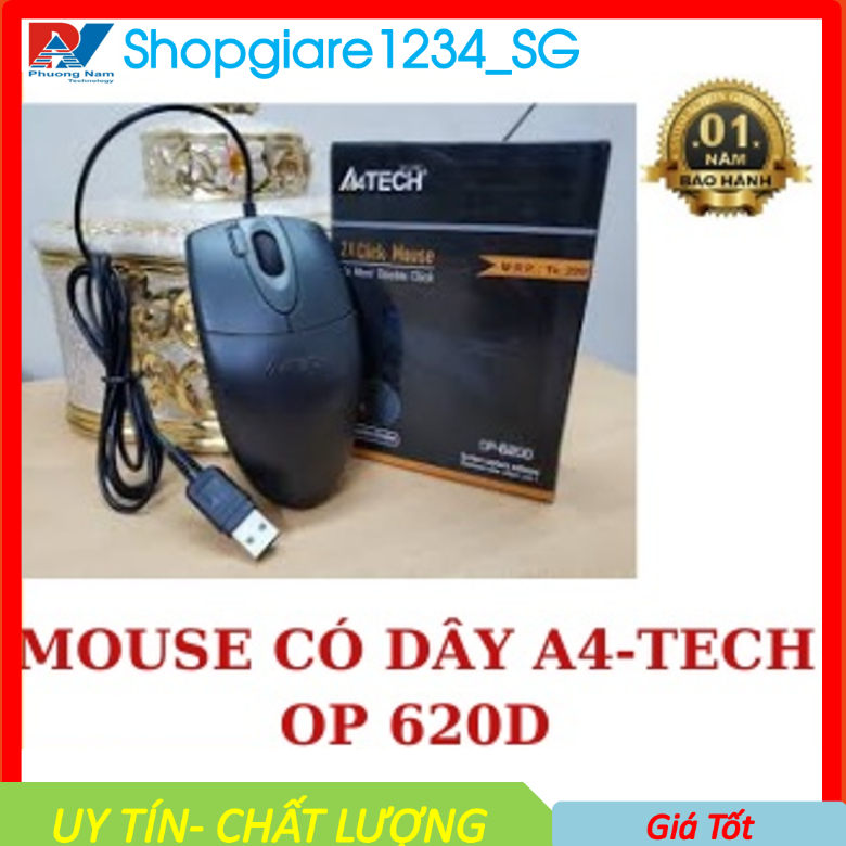 Chuột máy tính có dây giá rẻ A4Tech OP-620D- Full Box- Bảo Hành 12 Tháng