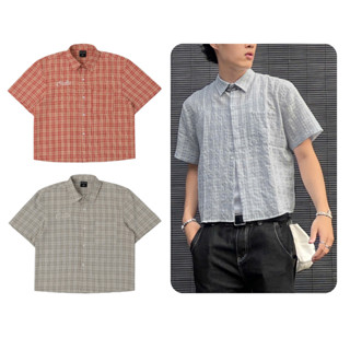 Áo sơ mi kẻ cộc tay Blair Odin Club, Áo sơ mi caro form boxy chất liệu vải đũi cotton