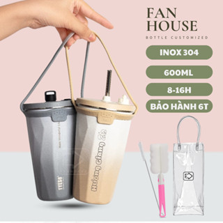 Ly giữ nhiệt chính hãng Tyeso Wonder 600ml cốc nước giữ nhiệt Fan House khắc tên, tặng charm 3D