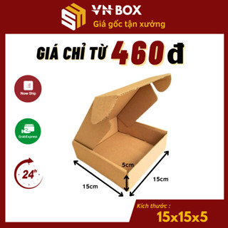 15x15x5 Combo 50 Hộp carton nắp gài đóng hàng hộp giấy ship cod to đựng phụ kiện mỹ phẩm nước hoa - VN Box