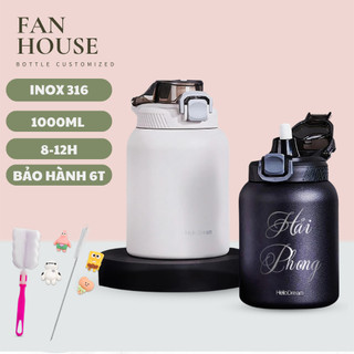  Bình giữ nhiệt Inox 316 cao cấp Hello Dream 1000ml cốc nước giữ nhiệt thể thao Fan House bình chống xước 