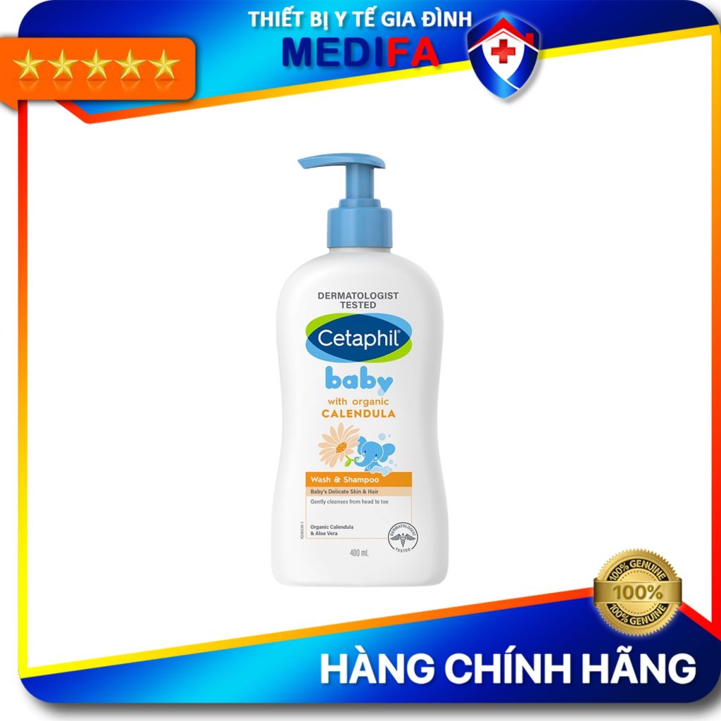 Sữa tắm gội cho bé Cetaphil Baby Wash & Shampoo with Organic Calendula 400mL dưỡng chất hoa cúc