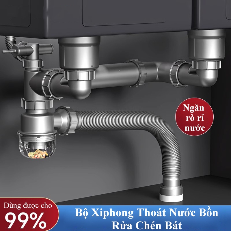Bộ xi phông chậu rửa bát BTOOL Xi phông thoát nước bồn rửa chén xiphong thoát nước ngăn mùi chống tắ