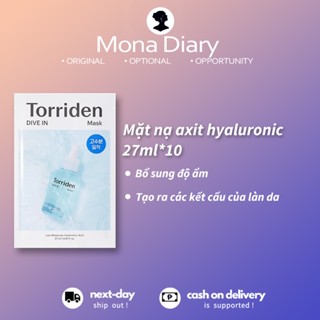 Torriden DIVE IN Serum Mask 10ea - Hyaluron Acid Low Molecule, Thương ẩm Hằng Ngày, Da Nhé Nhàng