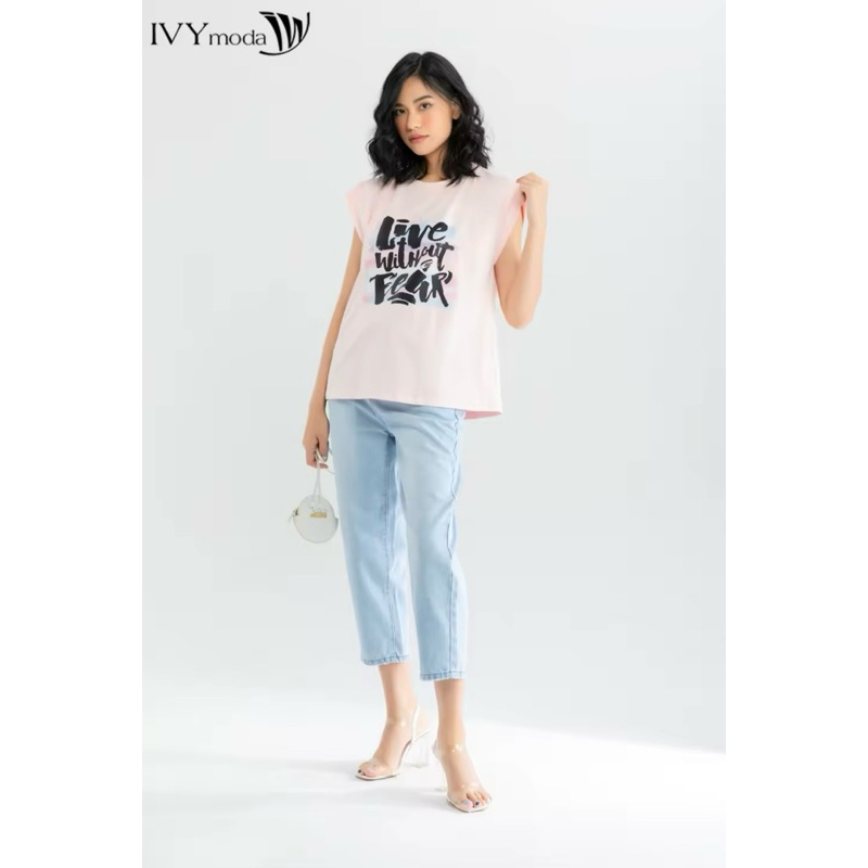 Quần bò Quần jeans nữ cạp gập ấn tượng IVY moda