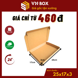 25x17x3 Combo 100 Hộp carton nắp gài hộp giấy gói hàng quần áo phụ kiện mỹ phẩm giá rẻ - VN Box