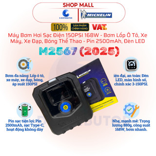 [HỎA TỐC] Máy bơm hơi sạc điện Michelin M2567 150PSI 168W - Bơm lốp ô tô, xe máy, xe đạp, bóng thể thao