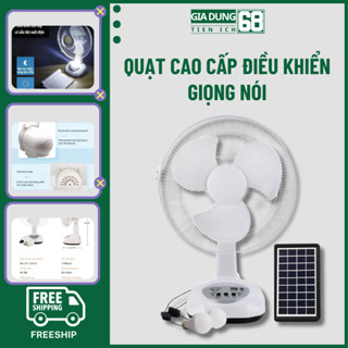  Quạt Năng Lượng Mặt Trời  Tích Điện Dùng 3-5h Để Bàn Đèn Led Cổng Sạc Siêu Mát X514 Kèm 2 Bóng Đèn 
