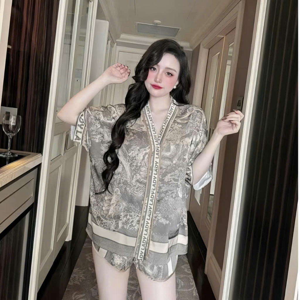 Bộ ngủ nữ pijama mặc nhà set bộ đồ ngủ pyjama Hisexy Lụa Latin Form cánh dơi cổ chữ Y P18 | BigBuy360 - bigbuy360.vn