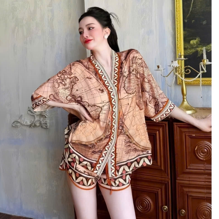 Bộ ngủ nữ pijama mặc nhà set bộ đồ ngủ pyjama Hisexy Lụa Latin Form cánh dơi cổ chữ Y P18 | BigBuy360 - bigbuy360.vn