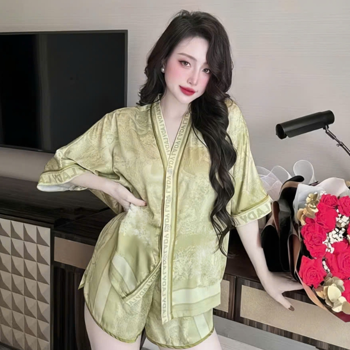 Bộ ngủ nữ pijama mặc nhà set bộ đồ ngủ pyjama Hisexy Lụa Latin Form cánh dơi cổ chữ Y P18 | BigBuy360 - bigbuy360.vn