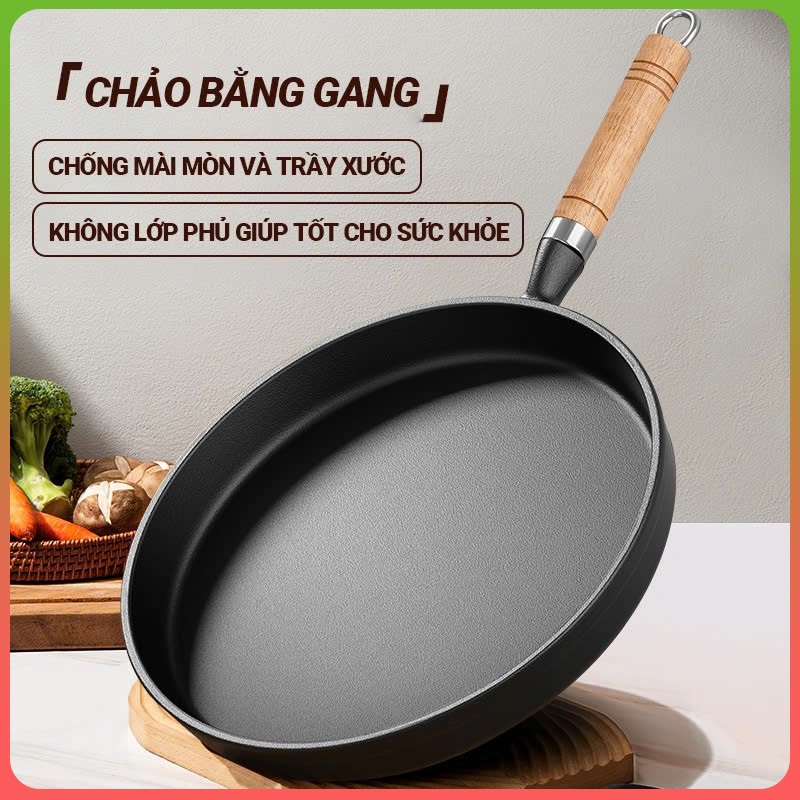 Chảo Gang Làm Bánh Chống Dính, Chảo Đổ Bánh Xèo, Chảo Rán Chống Dính Size 20/26cm Dùng Cho Mọi Loại Bếp