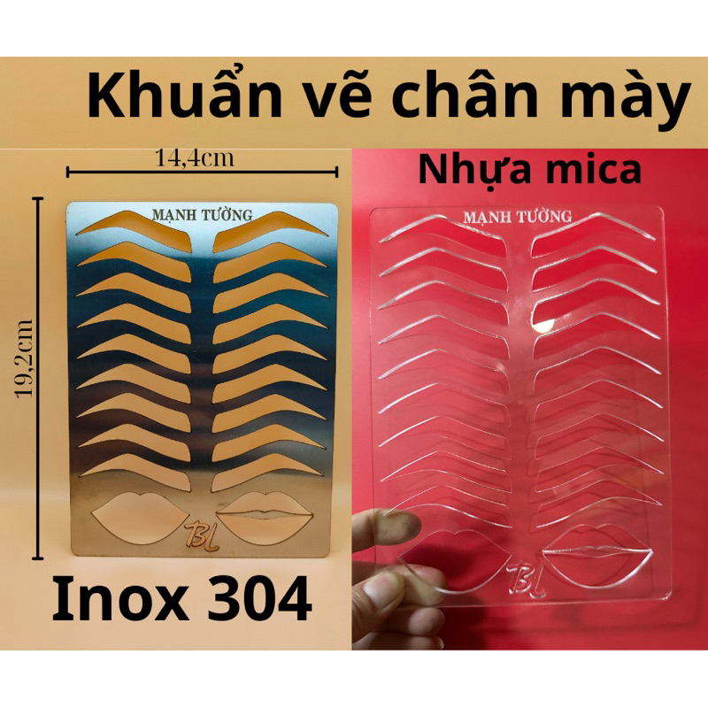 khuân vẽ dãng chân mày môi inox và nhựa mica