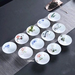 Bộ 6 chén uống trà hình nón - chén trà miệng mỏng