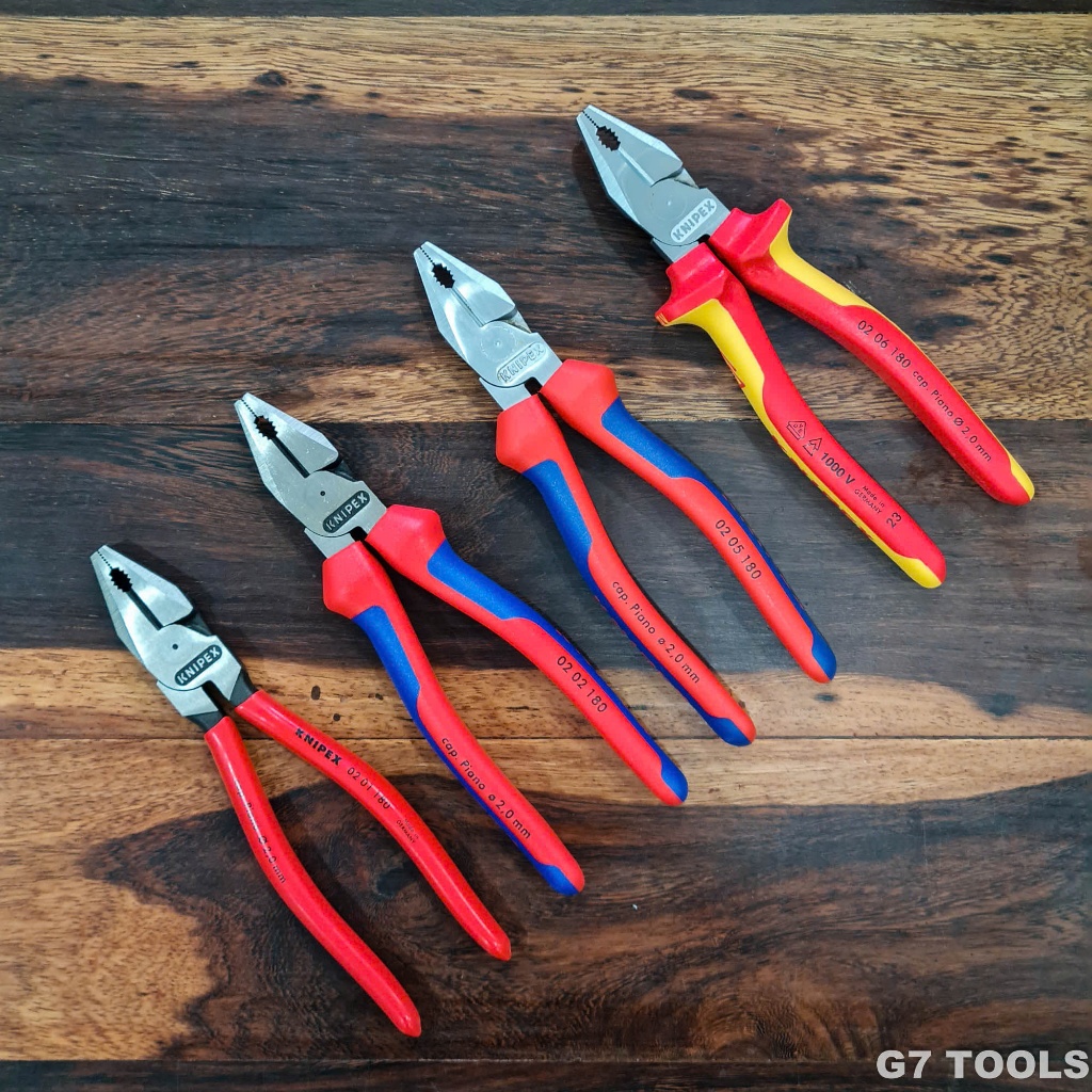 Kìm Knipex Đa Năng Dòng 02 Chiều Dài 180mm: Lưỡi Cắt Tôi Cứng 63HRC, Cộng Lực Cao 35% Có 4 Phiên Bản