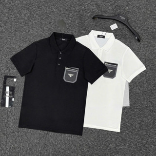 Áo polo cổ bẻ nam nữ PB cotton gai cá sấu thêu túi da khoá zip tag logo ngực cao cấp boy phố PL182P