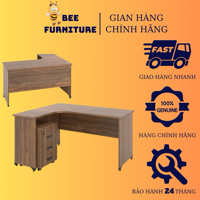 Bàn làm việc góc L 1m6 x 1m2 Bee Furniture chất liệu gỗ MDF chống ẩm