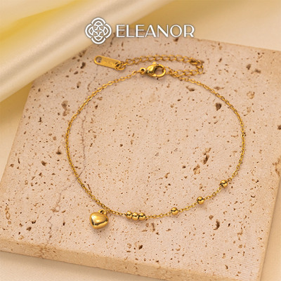 Lắc chân nữ titan Eleanor Accessories gắn charm hình trái tim phụ kiện trang sức vòng chân 9776