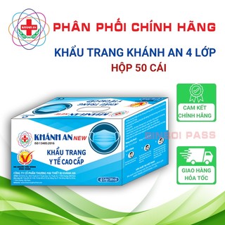 [Chính hãng] Hộp 50 cái khẩu trang y tế 4 lớp Khánh An kháng khuẩn không xù lông