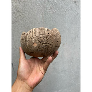 Chậu Gáo Dừa Trồng Hoa Lan ( có khắc hoa văn )